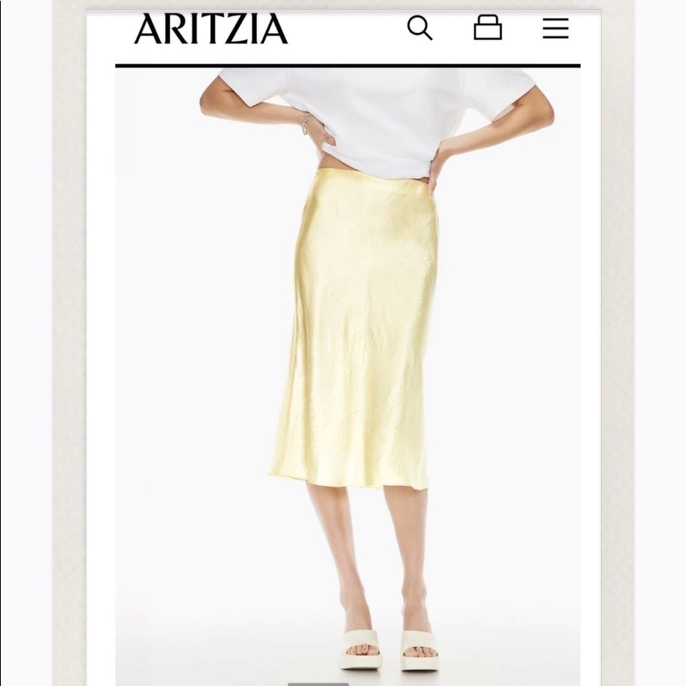 Aritzia Babaton Slip Midi Skirt - pale yellow